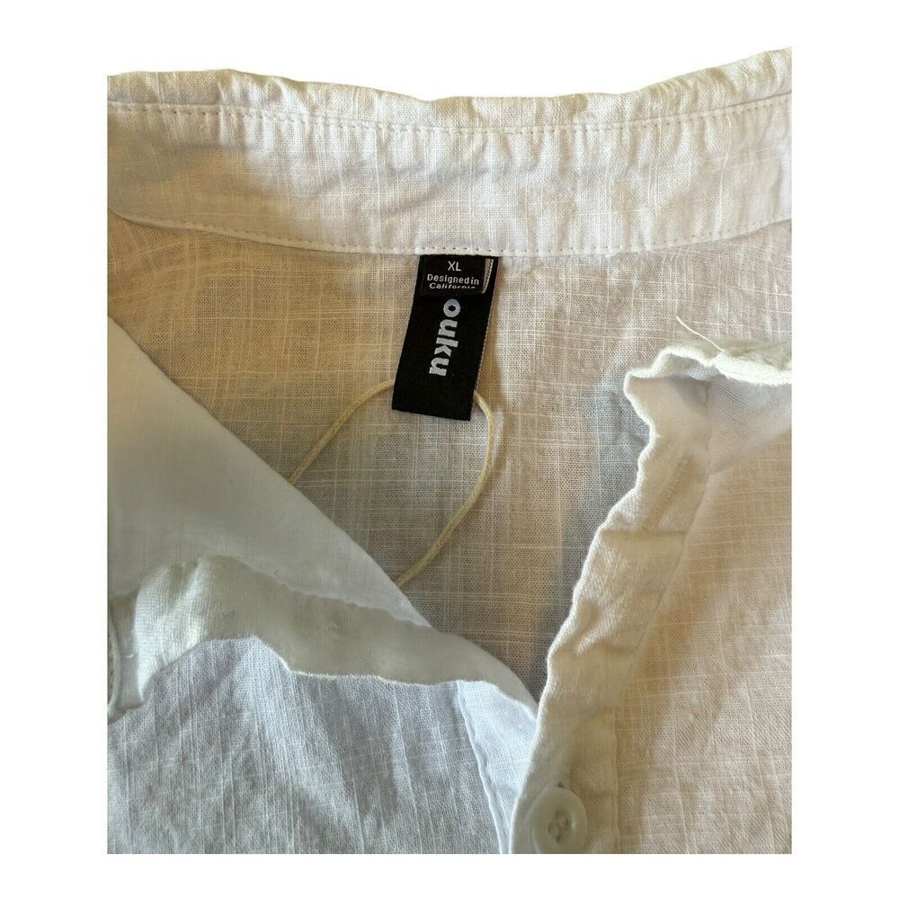 OUKU 100% linen shirt/tunic buttons adjustable sleeves XL - Picture 4 of 9